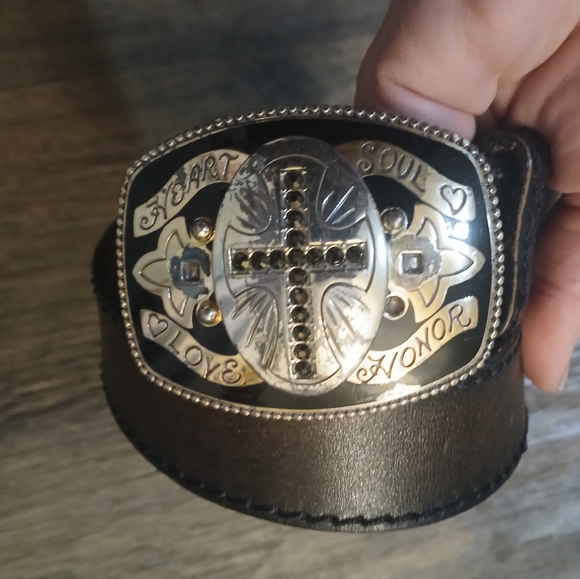 Brighton Heart Soul Love Honor Leather Belt. - Picture 9 of 15